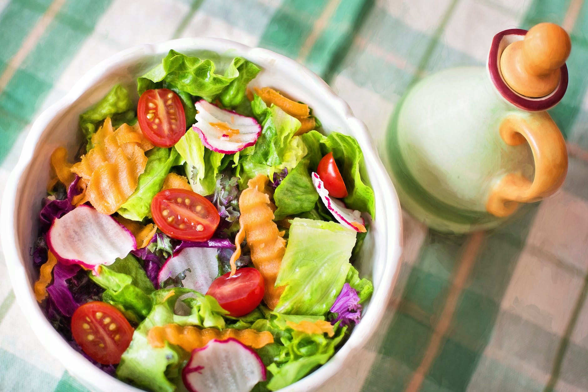 close up of salad in plate